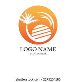 Palm tree summer logo template vector illustration
