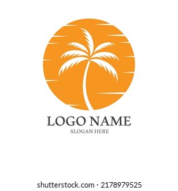 Plantilla de logotipo de verano de árbol de palma ilustración vectorial
