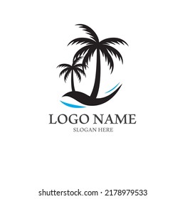 Palm tree summer logo template vector illustration