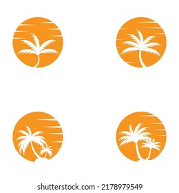 Plantilla de logotipo de verano de árbol de palma ilustración vectorial
