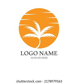 Palm tree summer logo template vector illustration