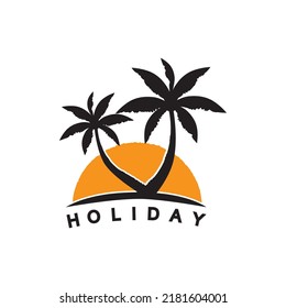 Palm tree summer logo template vector illustration