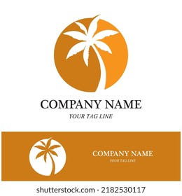 Palm tree summer logo template vector illustration