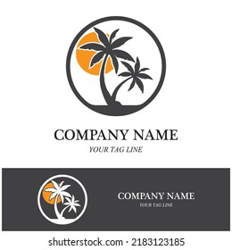 Palm tree summer logo template vector illustration