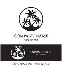 Palm tree summer logo template vector illustration