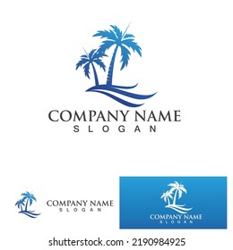 Palm tree summer logo template vector illustration
