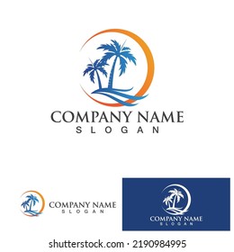 Palm tree summer logo template vector illustration