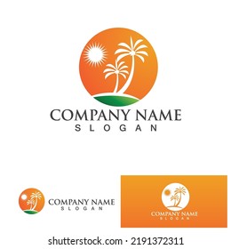 Palm tree summer logo template vector illustration