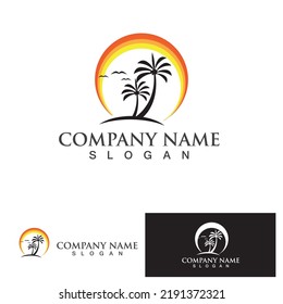 Palm tree summer logo template vector illustration