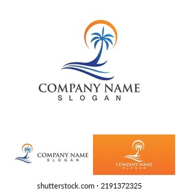 Palm tree summer logo template vector illustration