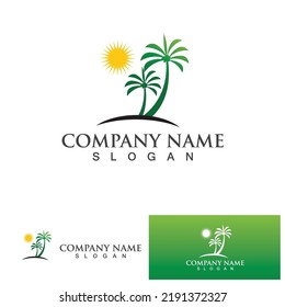 Plantilla de logotipo de verano de árbol de palma ilustración vectorial