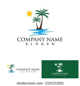 Palm tree summer logo template vector illustration