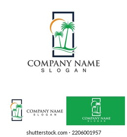 Palm tree summer logo template vector illustration