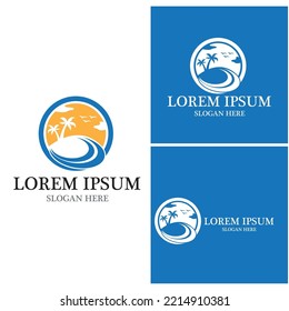 Palm tree summer logo template vector illustration