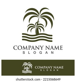 Palm tree summer logo template vector illustration