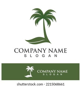 Palm tree summer logo template vector illustration