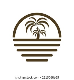 Palm tree summer logo template vector illustration
