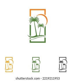 Plantilla de logotipo de verano de árbol de palma ilustración vectorial