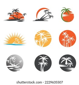Palm tree summer logo template vector illustration