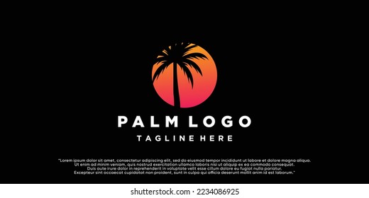 Palm tree summer logo template vector illustration ​Premium Vector