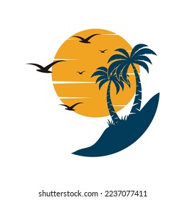 Palm tree summer logo template vector illustration