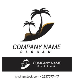 Palm tree summer logo template vector illustration