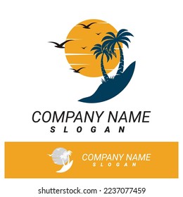 Palm tree summer logo template vector illustration
