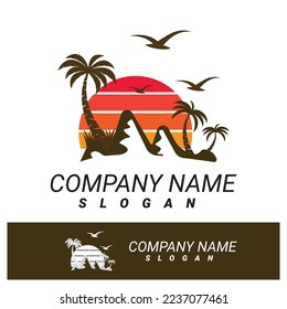 Palm tree summer logo template vector illustration