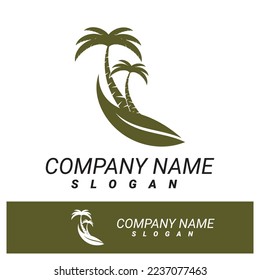Palm tree summer logo template vector illustration