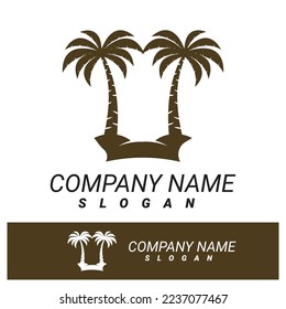 Palm tree summer logo template vector illustration
