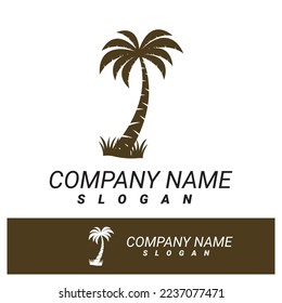 Palm tree summer logo template vector illustration