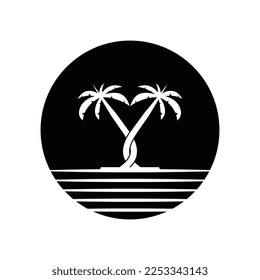 Plantilla de logotipo de verano de árbol de palma ilustración vectorial