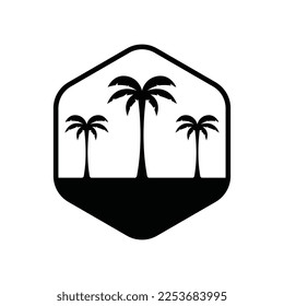 Plantilla de logotipo de verano de árbol de palma ilustración vectorial