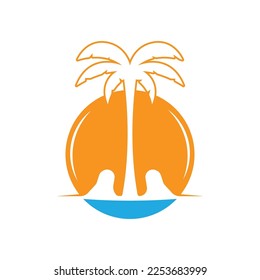 Palm tree summer logo template vector illustration
