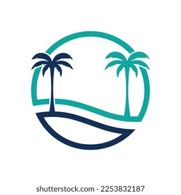 Plantilla de logotipo de verano de árbol de palma ilustración vectorial