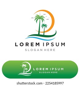 Palm tree summer logo template vector illustration