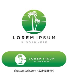 Plantilla de logotipo de verano de árbol de palma ilustración vectorial