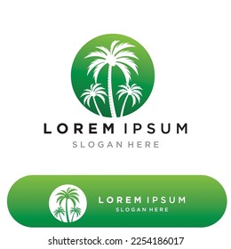 Palm tree summer logo template vector illustration