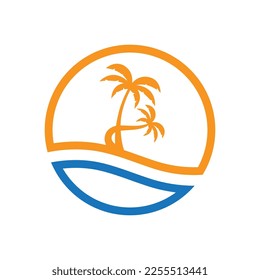 Palm tree summer logo template vector illustration