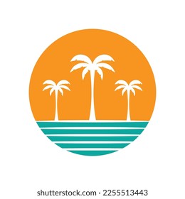 Plantilla de logotipo de verano de árbol de palma ilustración vectorial