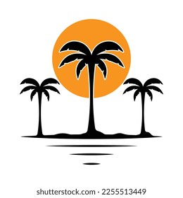 Plantilla de logotipo de verano de árbol de palma ilustración vectorial