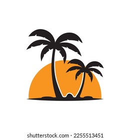 Palm tree summer logo template vector illustration
