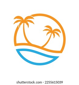 Palm tree summer logo template vector illustration