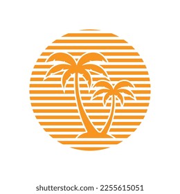 Palm tree summer logo template vector illustration