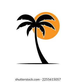 Plantilla de logotipo de verano de árbol de palma ilustración vectorial