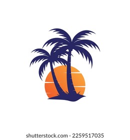 Palm tree summer logo template vector illustration