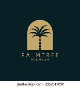 Palm tree summer logo template vector illustration