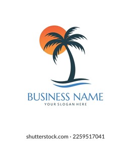 Palm tree summer logo template vector illustration