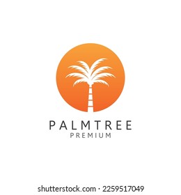 Plantilla de logotipo de verano de árbol de palma ilustración vectorial