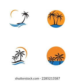 Palm tree summer logo template vector illustration